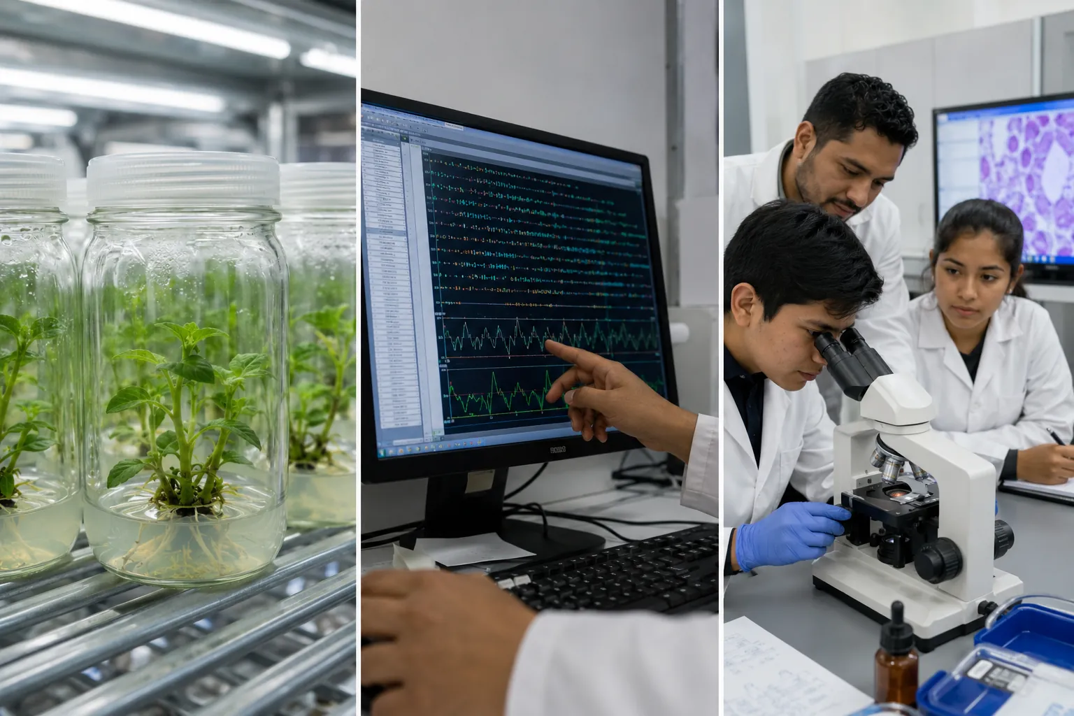 Micropropagación in vitro, análisis bioinformático y formación científica en el laboratorio de Satvalis